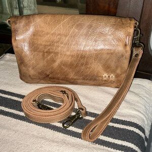 NWOT Bed Stu Leather Cadence Wallet Wristlet Crossbody Bag Taupe Brown MSRP $175